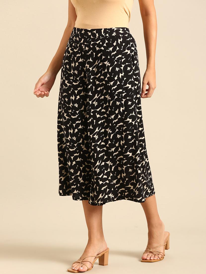 women printed flat front culottes - 21539061 - Standard Image - 1