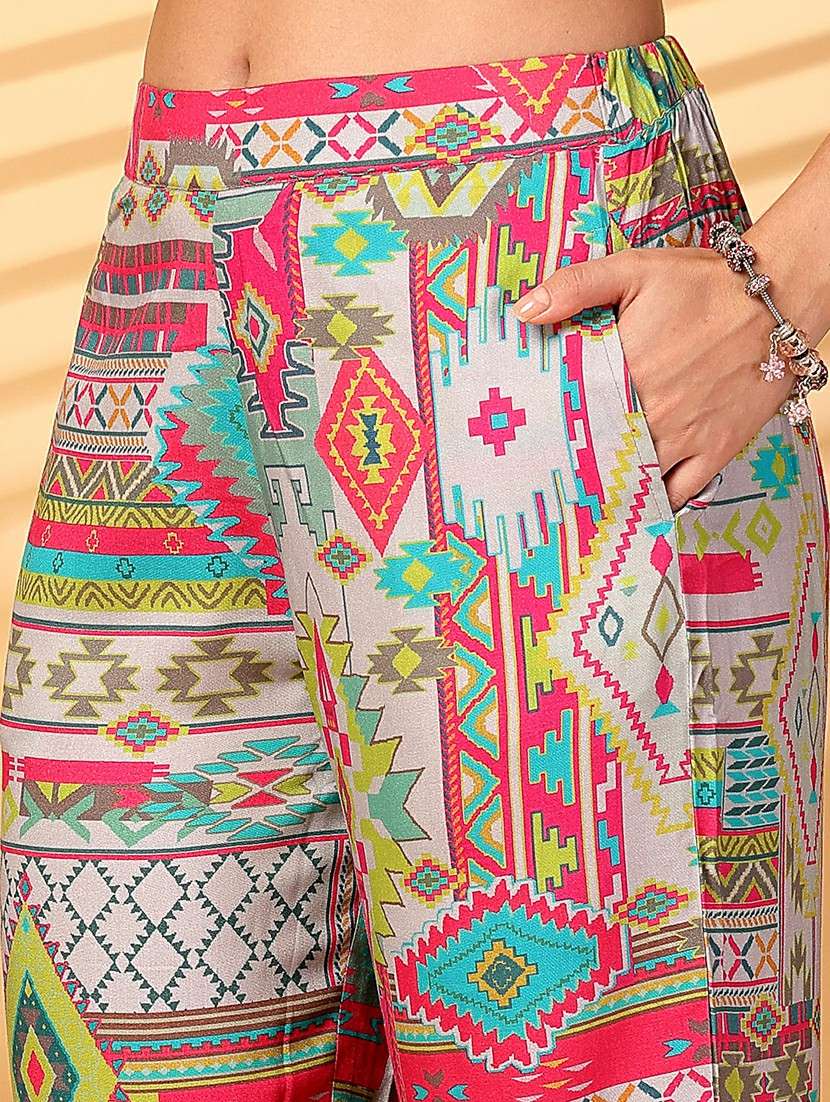 women printed sequins detailed top & palazzo co-ord set - 21539088 - Standard Image - 6