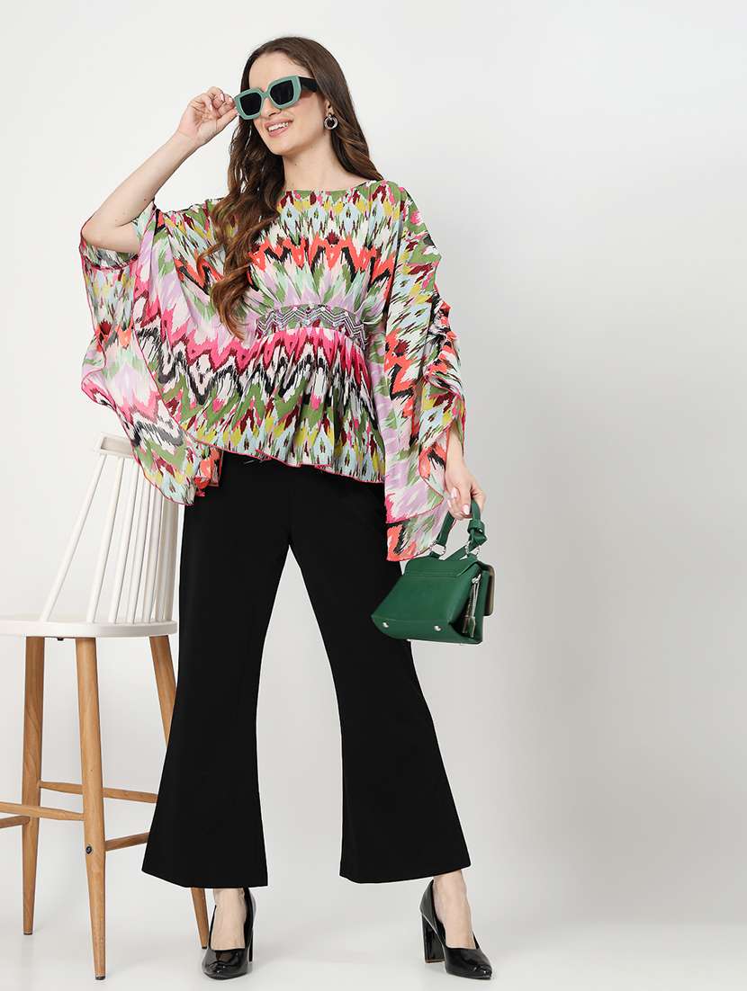 women printed batwing sleeves a-line top - 21539089 -  Standard Image - 4