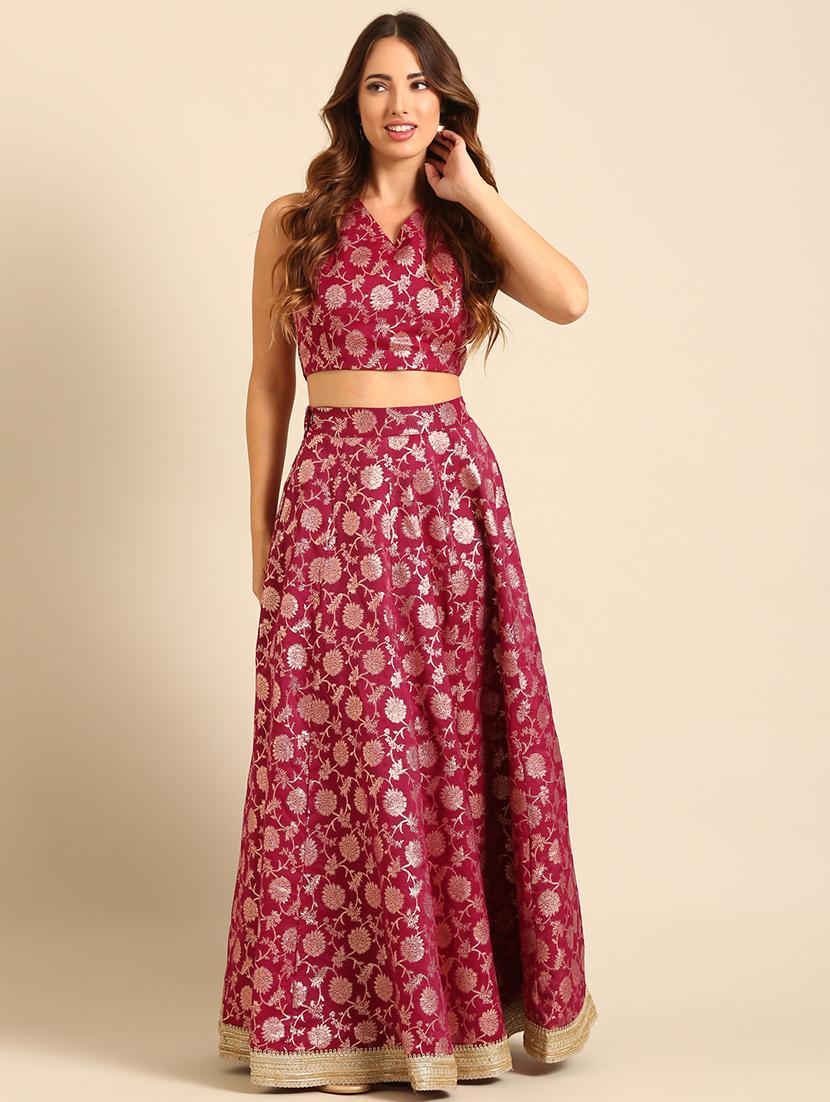 women magenta self design stitched blouse - 21539118 - Standard Image - 4