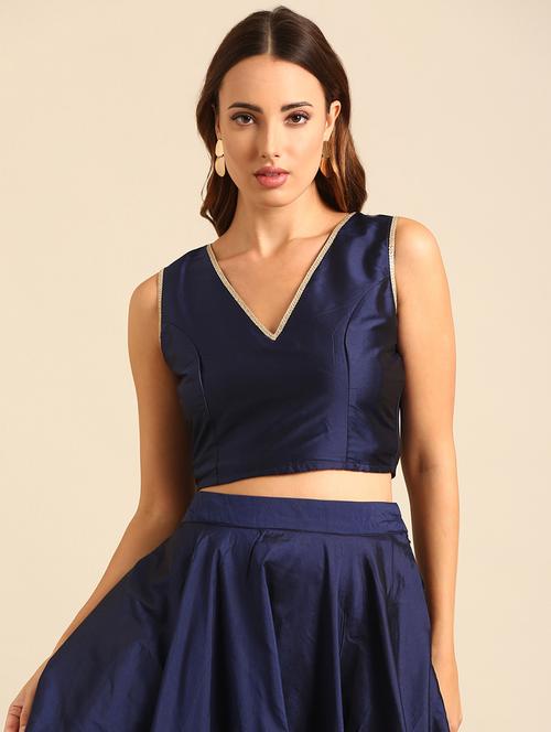 women solid sleeveless stitched blouse - 21539120 - Standard Image - 0
