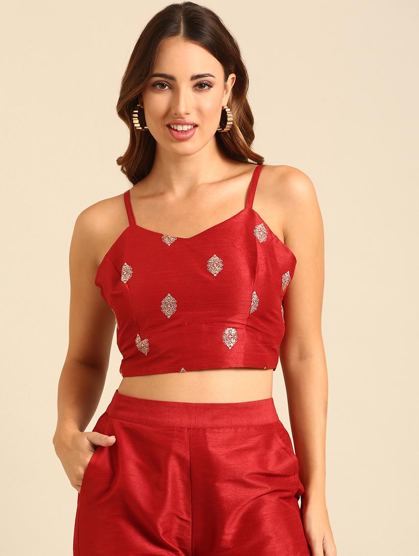women self design shoulder strap blouse - 21539122 - Zoom Image - 0