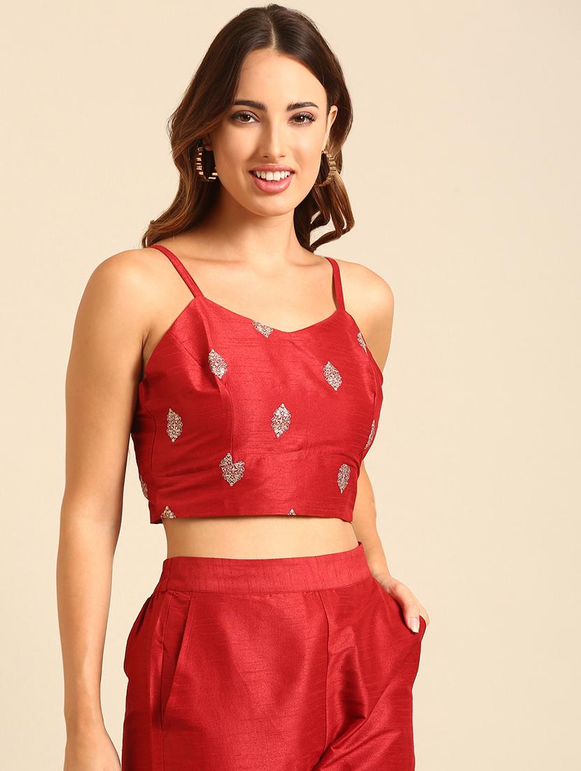 women self design shoulder strap blouse - 21539122 - Standard Image - 1