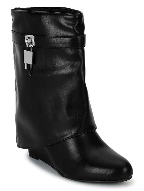 women solid black ankle boots - 21539157 -  Standard Image - 0