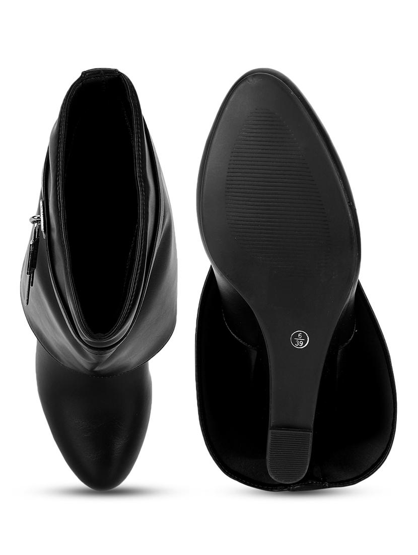 women solid black ankle boots - 21539157 - Standard Image - 4