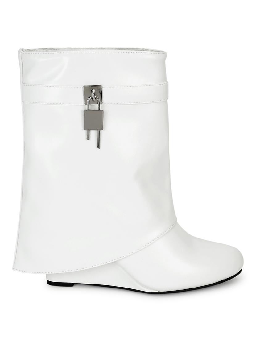 women solid white ankle boots - 21539159 - Standard Image - 1