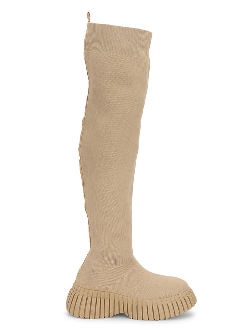women solid knee length boots - 21539164 - Standard Image - 1
