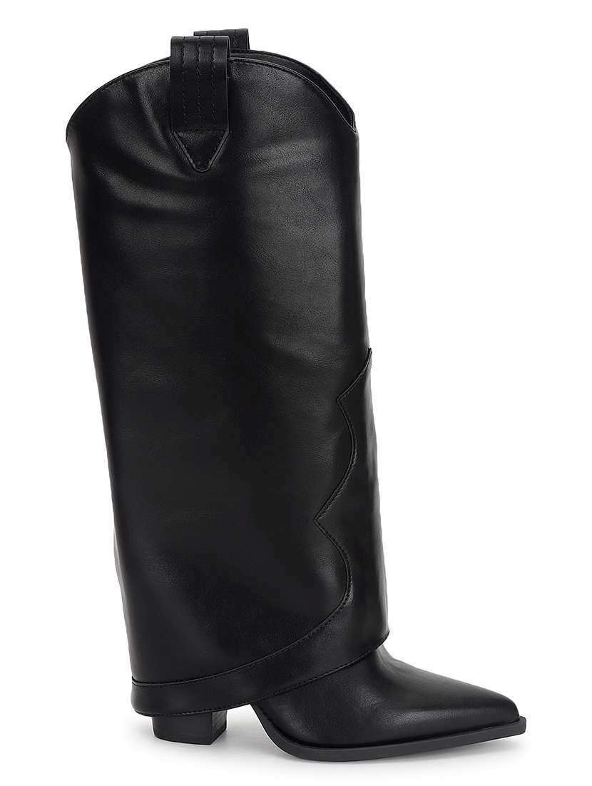 women solid knee length boots - 21539171 -  Standard Image - 1