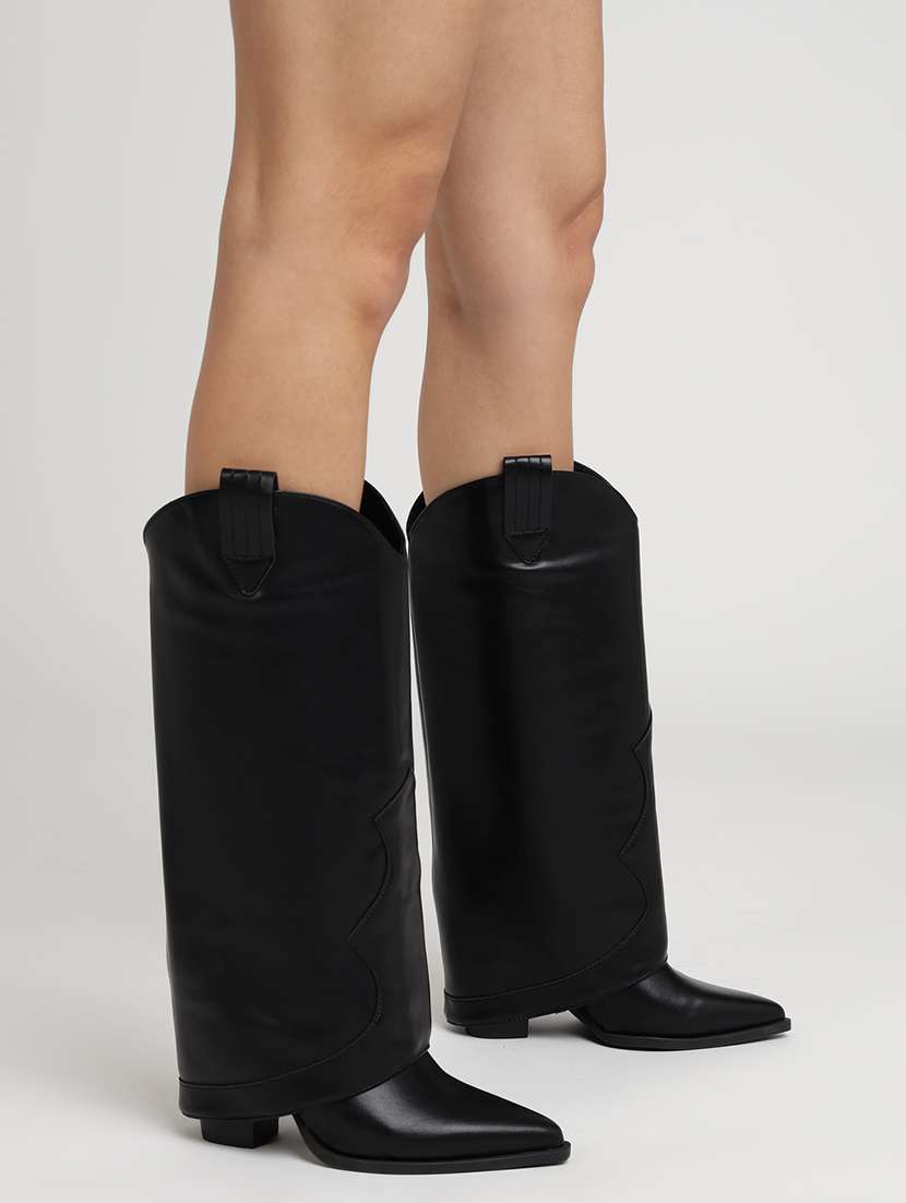 women solid knee length boots - 21539171 -  Standard Image - 6