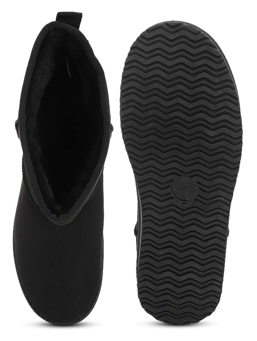 women solid ankle length boots - 21539177 - Standard Image - 4