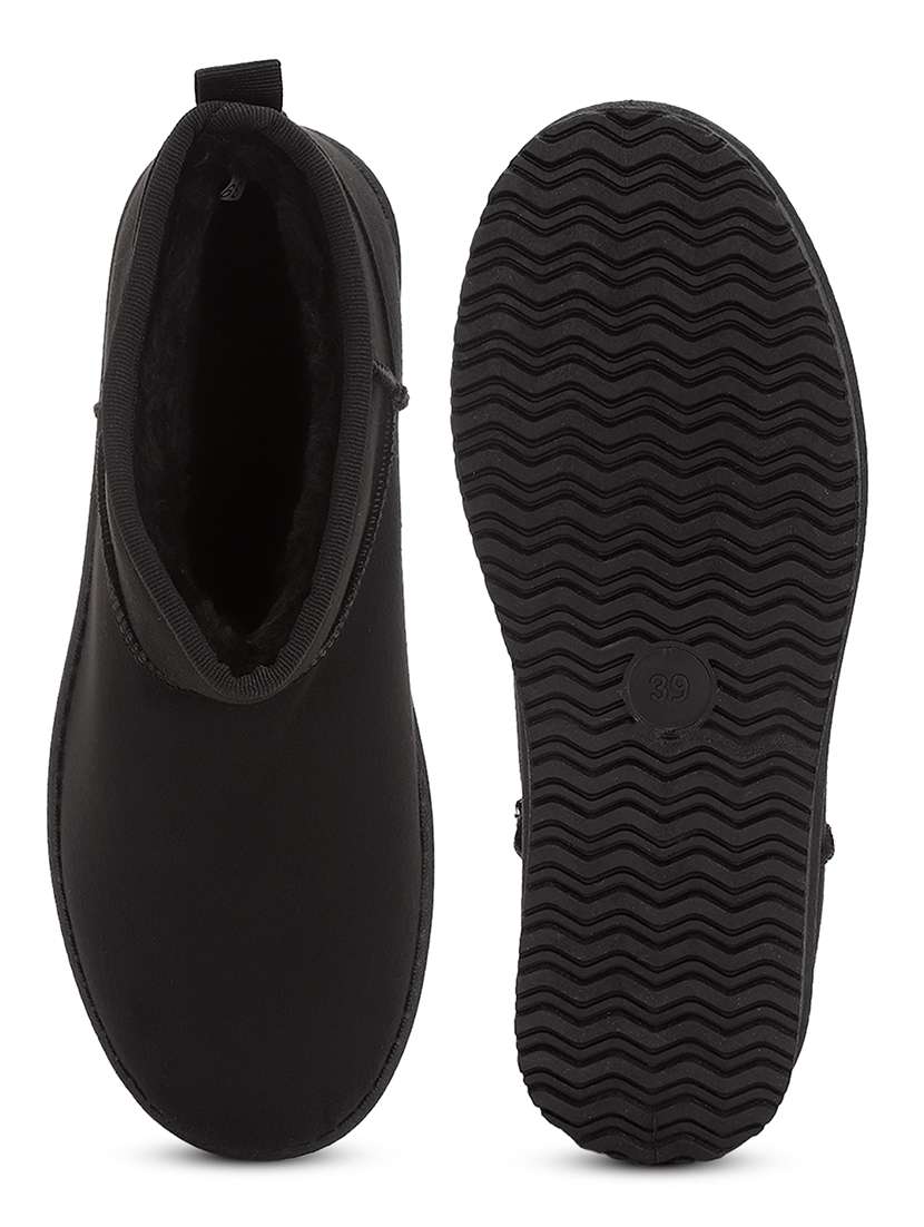 women solid ankle length boots - 21539179 - Standard Image - 4