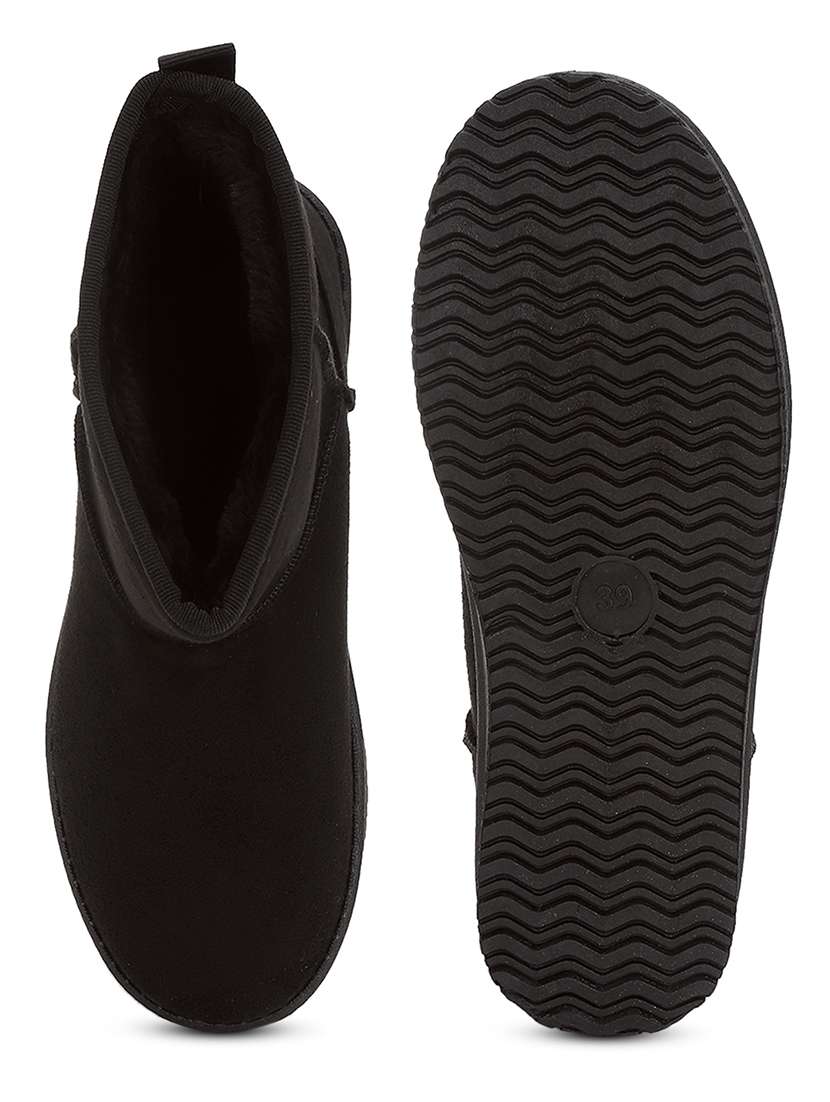 women solid ankle length boots - 21539181 - Standard Image - 4