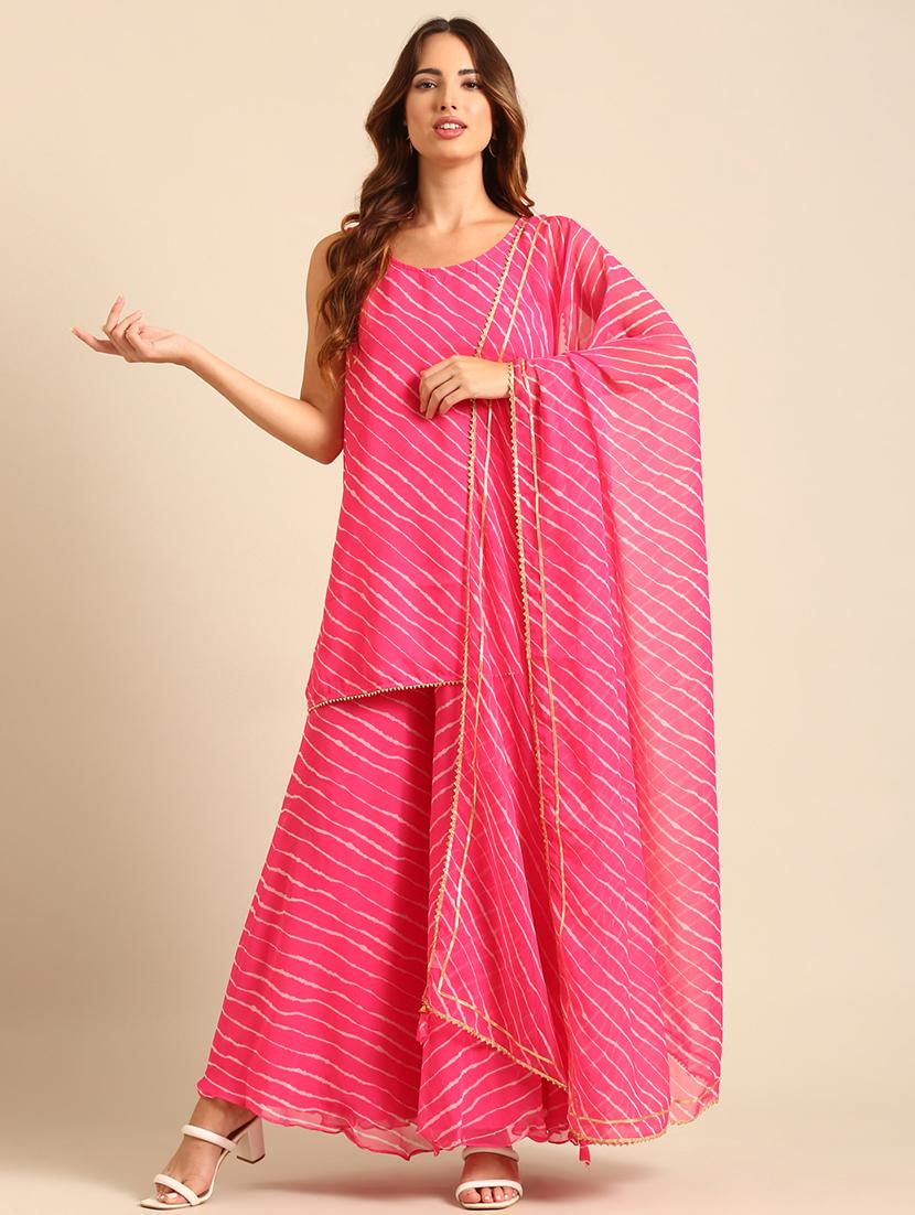 women lace bordered leheriya print dupatta with tassels  - 21539455 -  Standard Image - 1