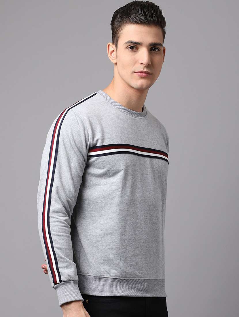 men striped printed round neck sweatshirt - 21539846 - Standard Image - 1