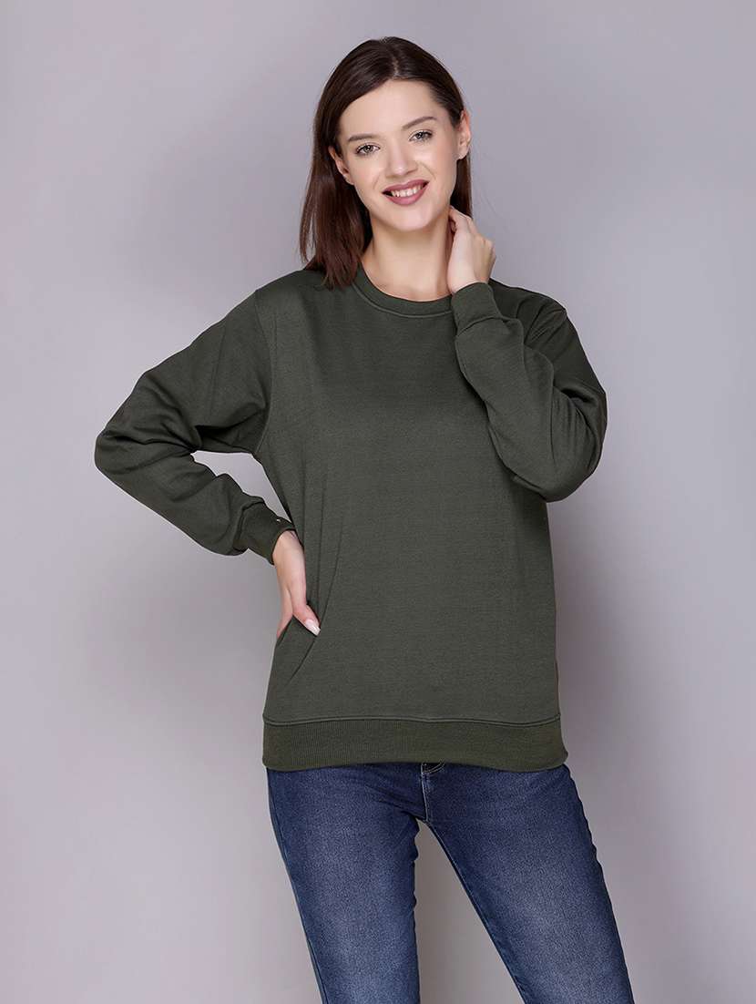women long sleeves plain sweatshirt - 21539946 -  Zoom Image - 0