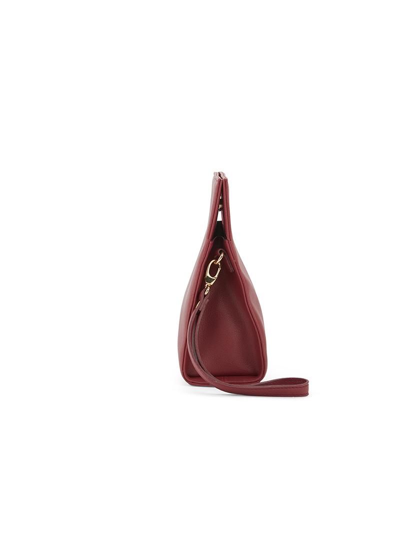 globus women maroon vegan leather textured handheld bag with detachable wrist strap - 21541613 - Standard Image - 4