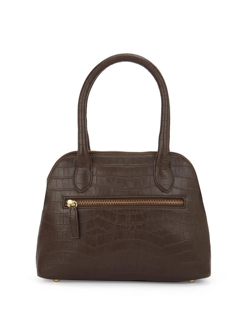 globus women brown vegan leather croc animal effect handheld bag with detachable strap - 21541614 - Standard Image - 1