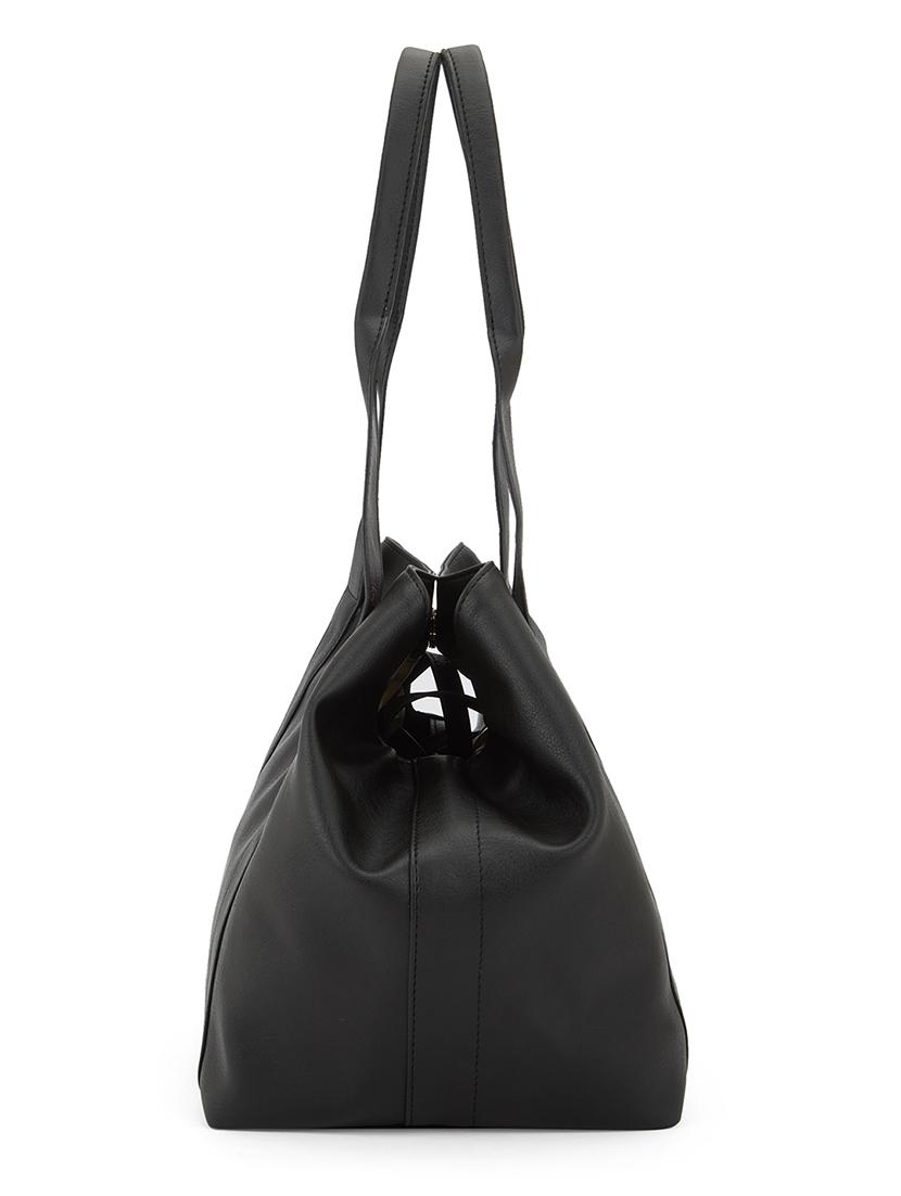 globus women black vegan leather textured shoulder bag - 21541615 - Standard Image - 4