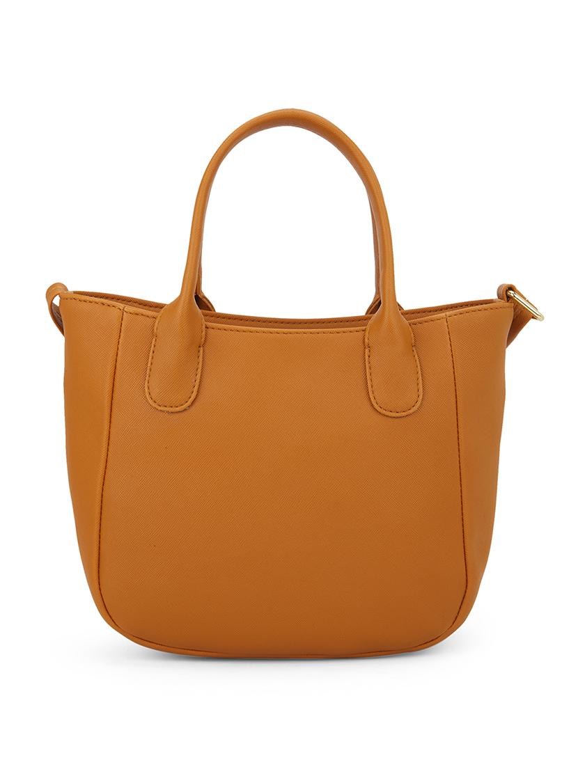 globus women tan vegan leather textured curved shape sling bag with adjustable strap - 21541617 - Standard Image - 1