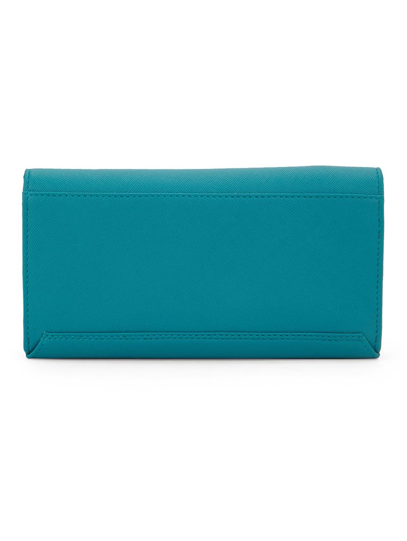 globus women emerald green vegan leather textured envelope wallet with multiple card slots - 21541622 - Standard Image - 1