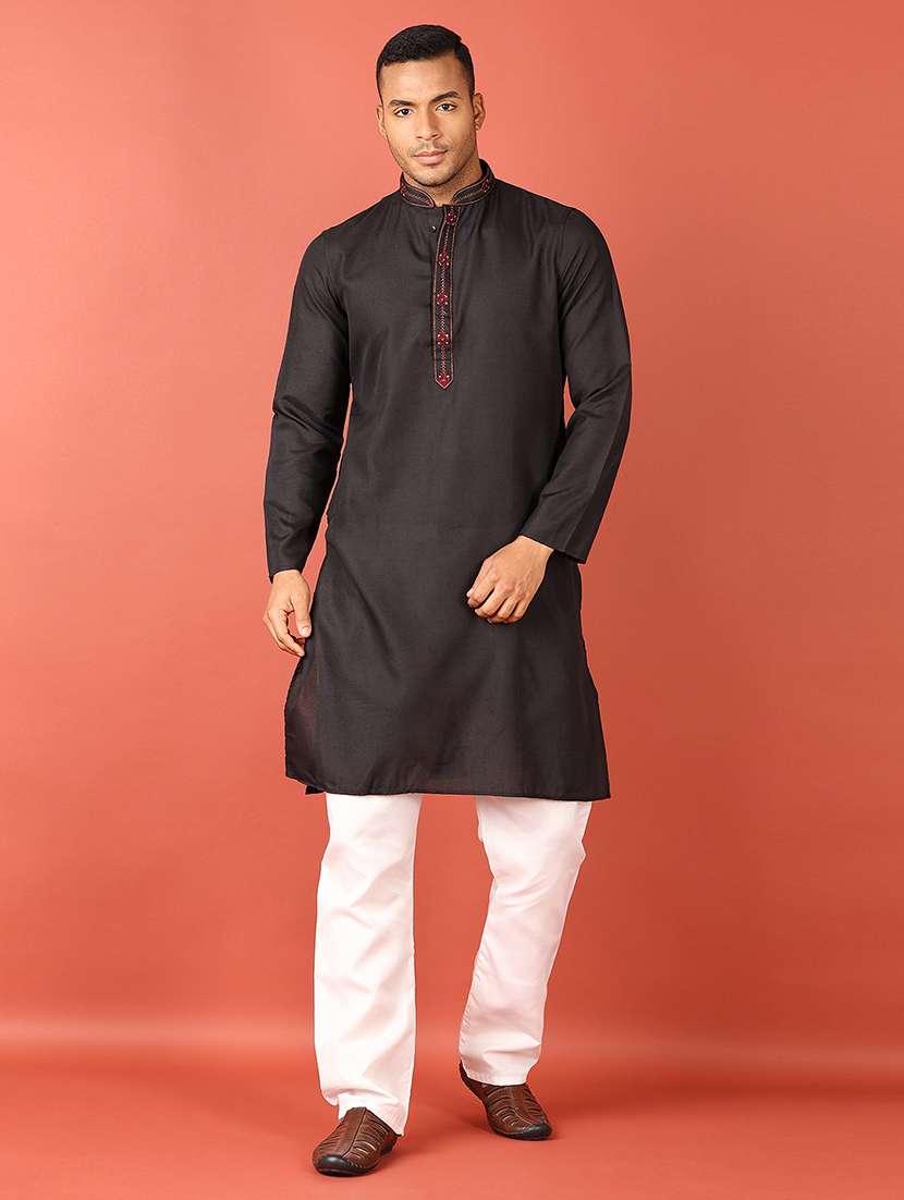 men solid kurta churidar ethnic wear set - 21542528 -  Standard Image - 1