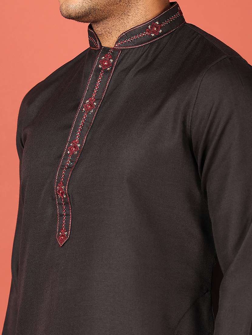 men solid kurta churidar ethnic wear set - 21542528 -  Standard Image - 4