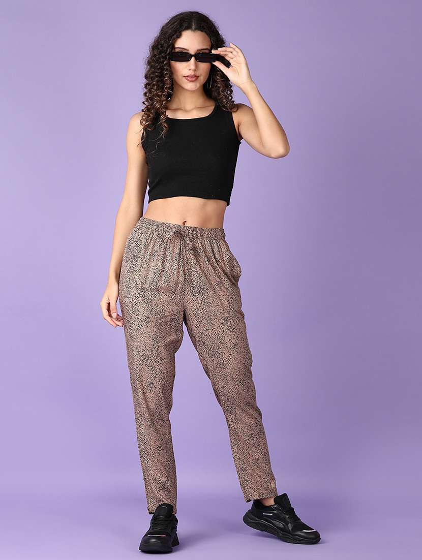 women beige printed mid rise pajama - 21542557 - Standard Image - 4