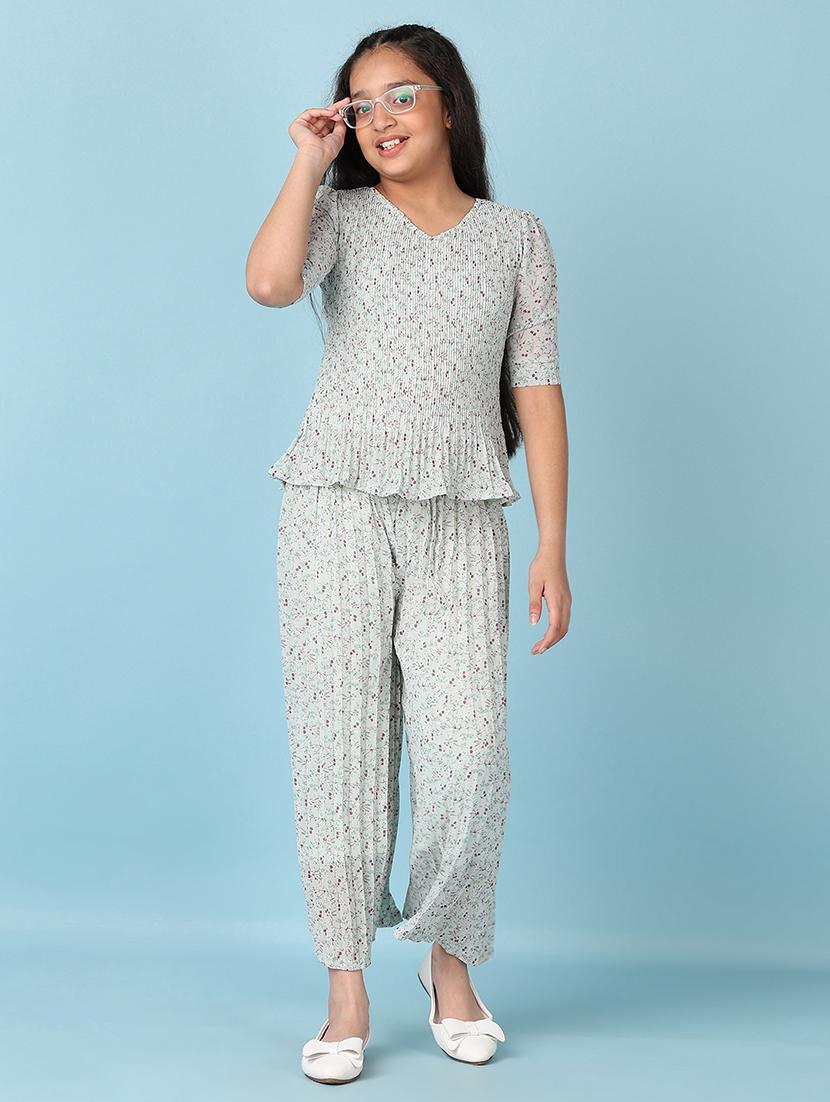 girls floral printed casual wear full length set - 21542611 - Standard Image - 1