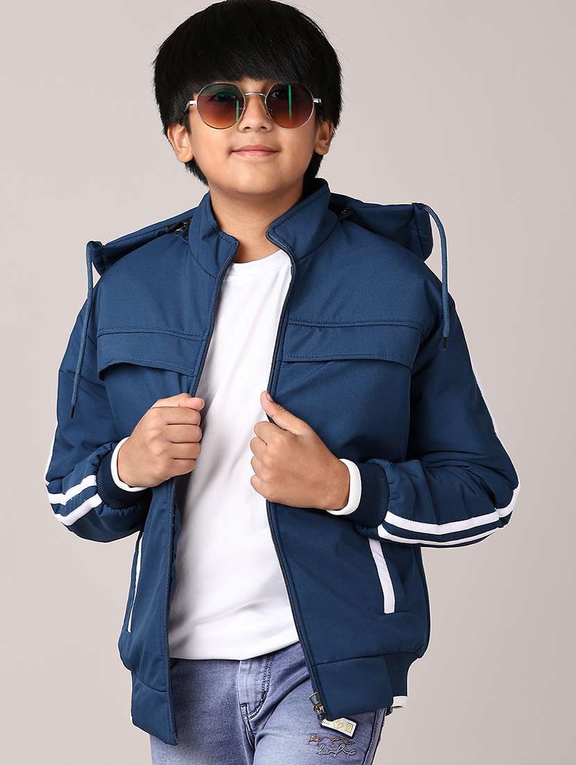 boys solid long sleeve hooded jacket - 21542649 -  Standard Image - 1