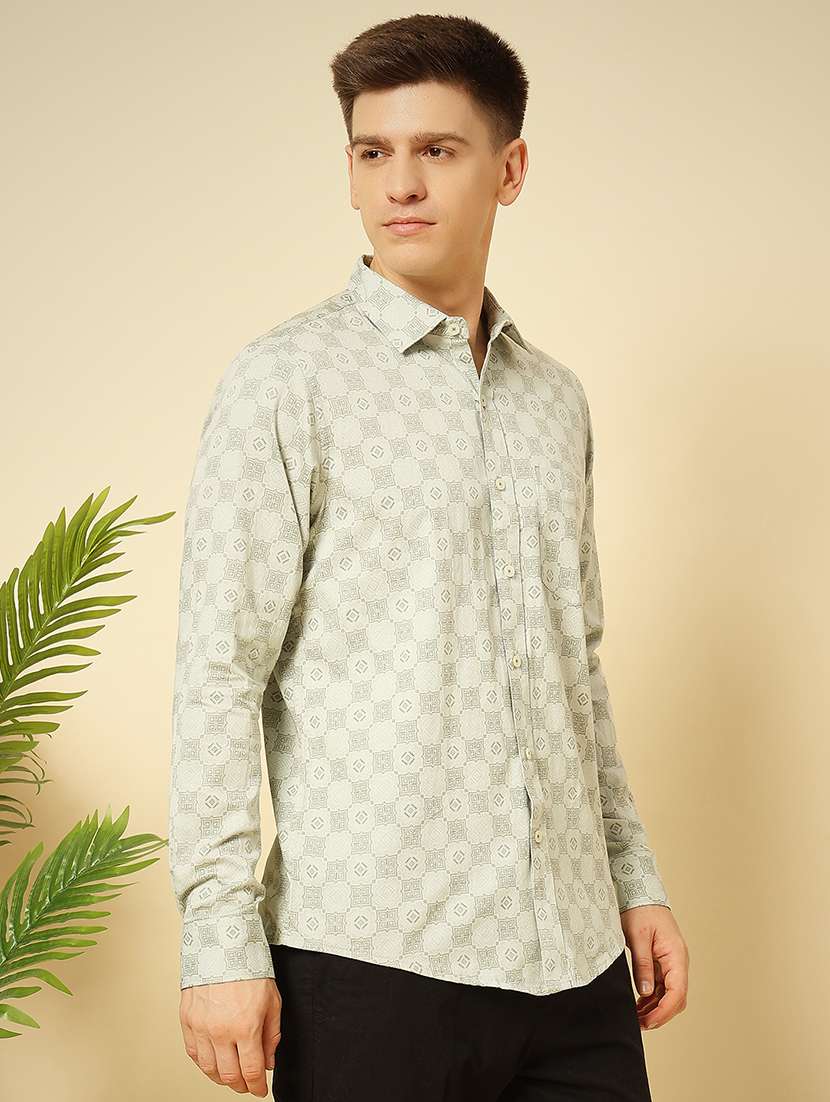 green cotton casual shirt - 21543000 - Zoom Image - 0