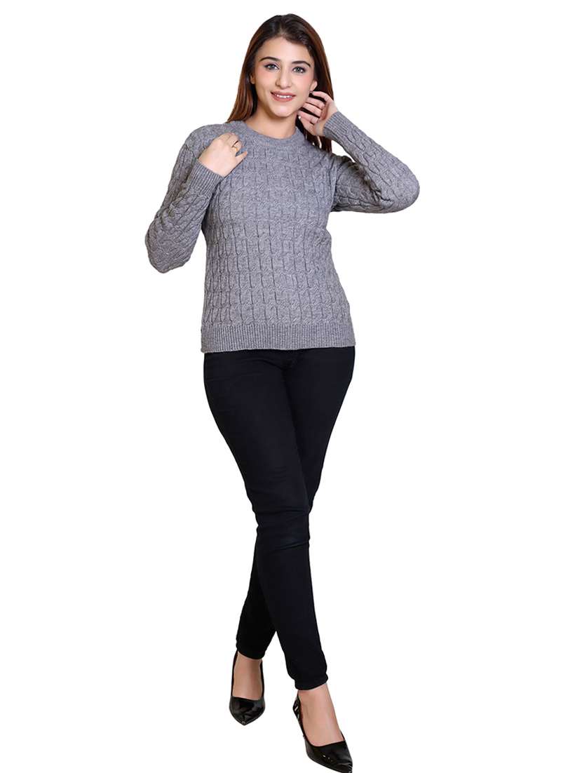 women self designed long sleeve pullover - 21543013 - Standard Image - 4