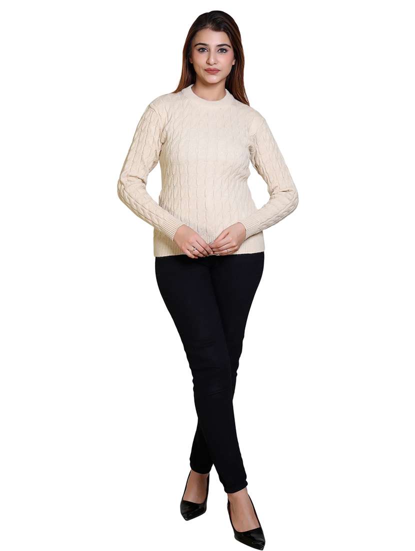 women self designed long sleeve pullover - 21543015 - Standard Image - 4