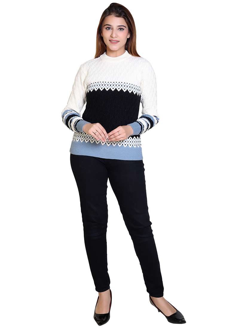 women color blocked long sleeves pullover - 21543033 - Standard Image - 4