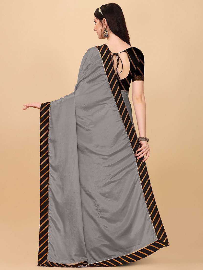 women solid with bordered saree - 21543930 -  Standard Image - 1