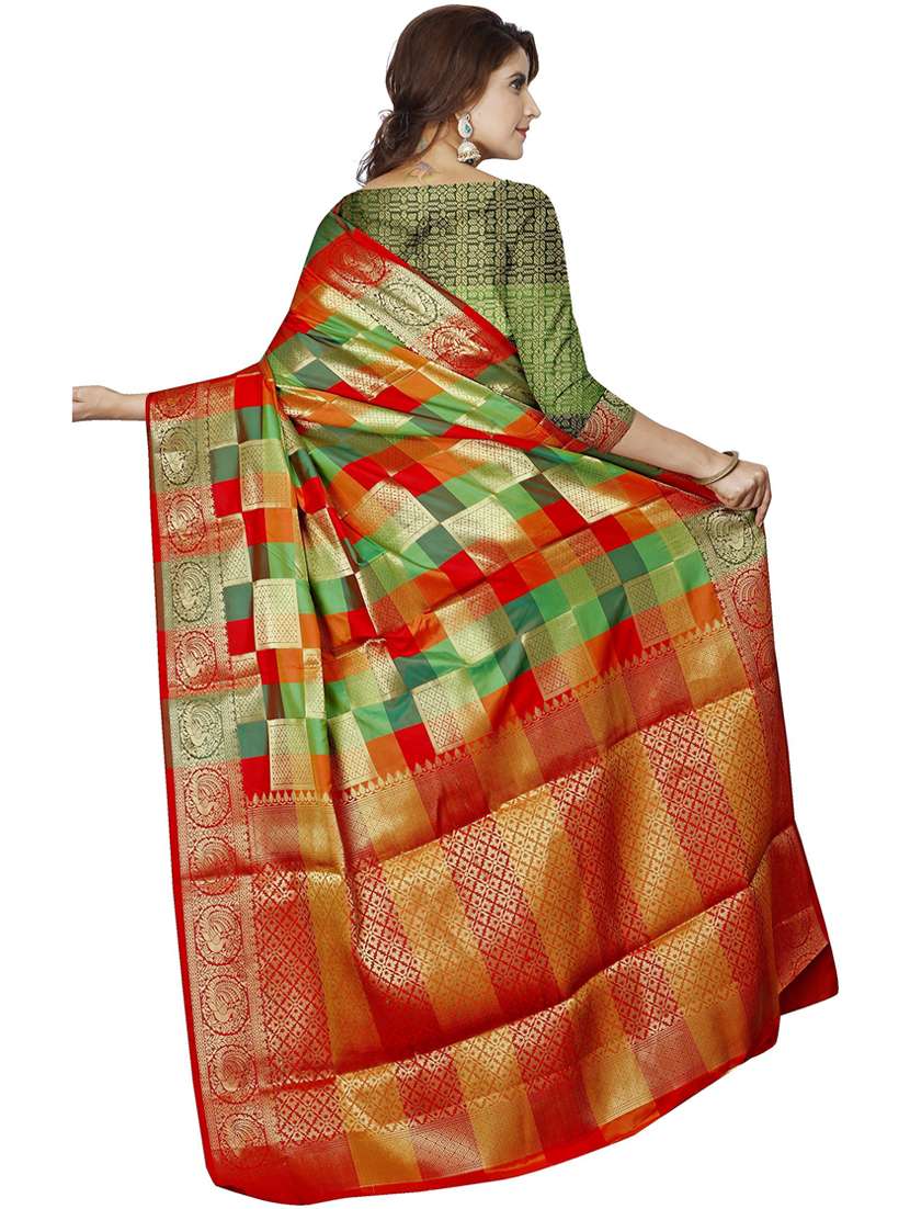 red jacquard kanjivaram saree - 21543949 -  Standard Image - 1
