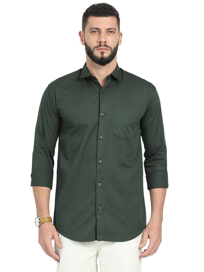 men solid long sleeve casual shirt