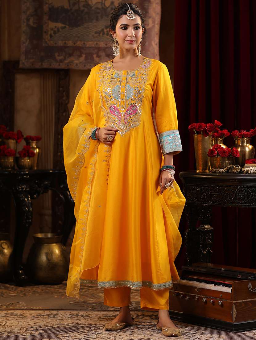 women embroidered kurta pant with dupatta suit set