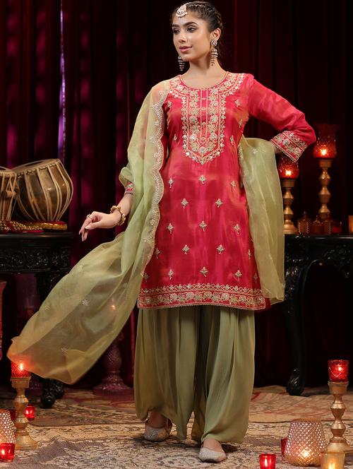 women embroidered kurta sharara with dupatta suit set - 21544635 -  Standard Image - 0