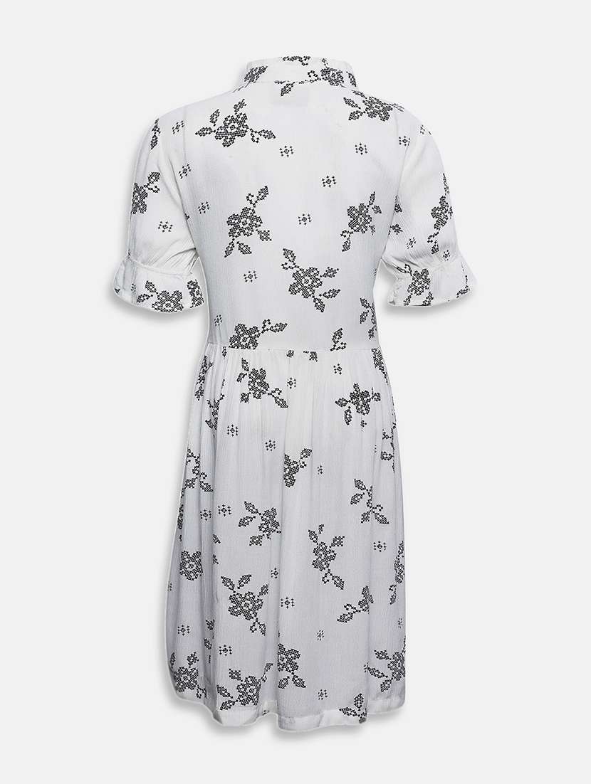 girls cream floral printed fit & flare dress - 21544657 -  Standard Image - 1