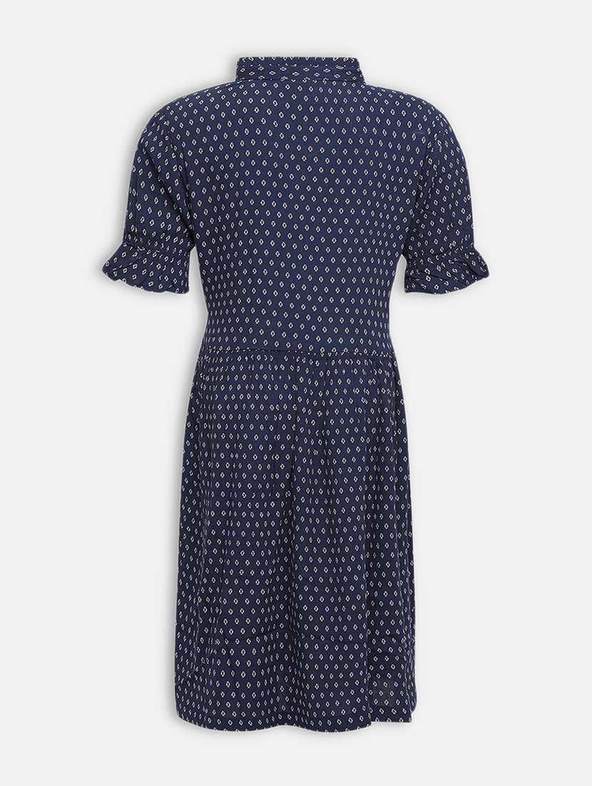 girls navy blue printed a-line dress - 21544658 -  Standard Image - 1