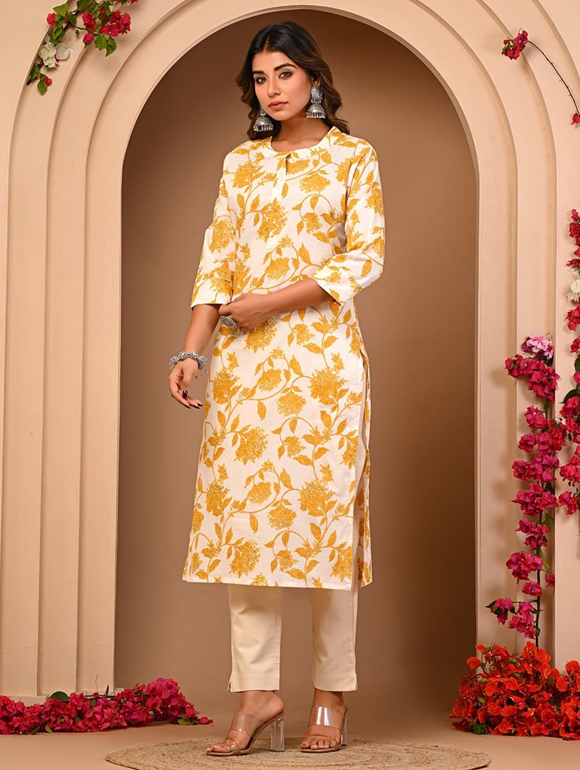 women printed mandarin collared straight kurta - 21544681 - Standard Image - 1