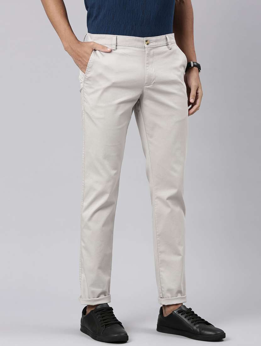 men mid rise solid chinos  - 21544686 -  Standard Image - 1
