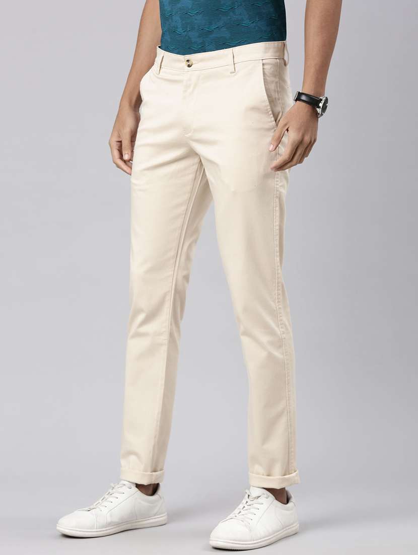 men mid rise solid chinos  - 21544687 -  Standard Image - 1