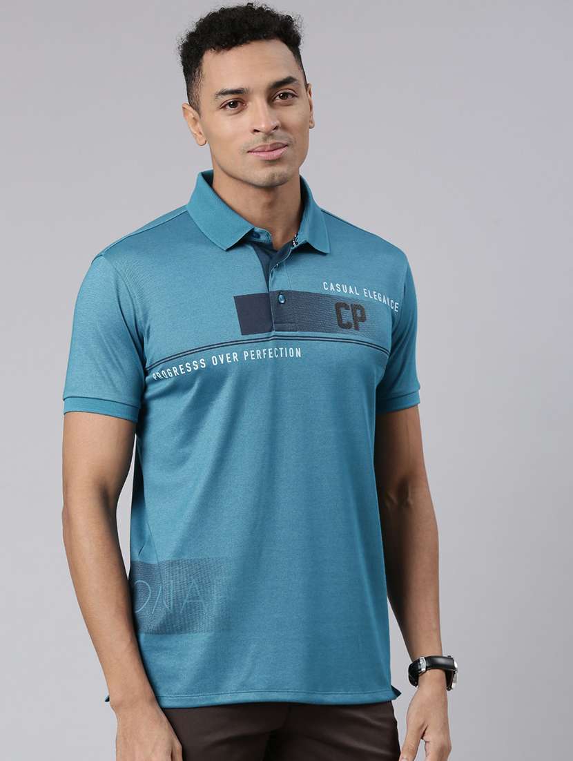 men polo neck placement print t-shirt - 21544702 -  Standard Image - 1