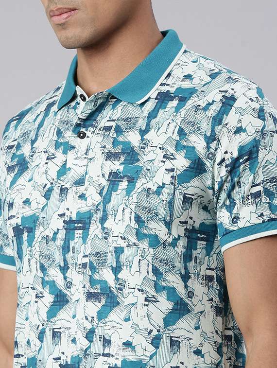 men all over print short sleeve polo t-shirt - 21544715 -  Standard Image - 4