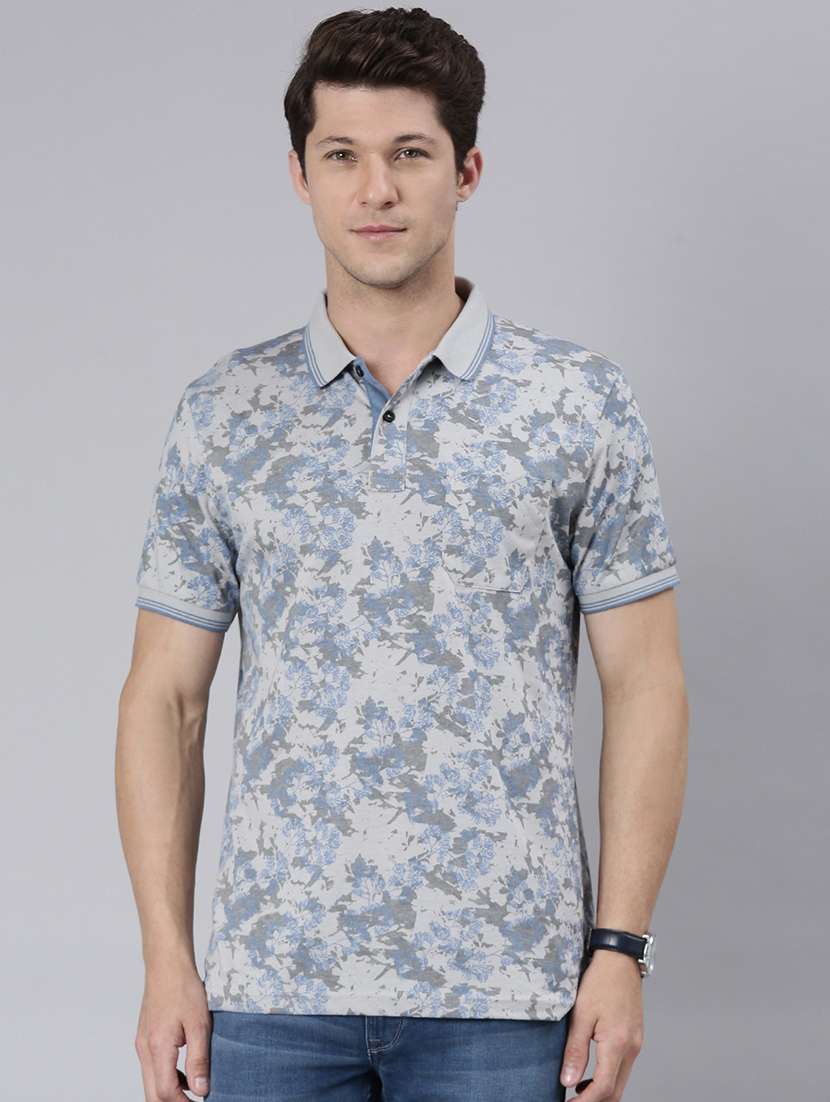 men all over print short sleeve polo t-shirt