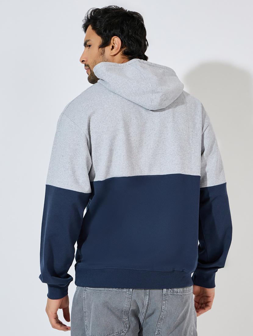men color blocked long sleeve hoocded sweatshirt - 21544810 - Standard Image - 1