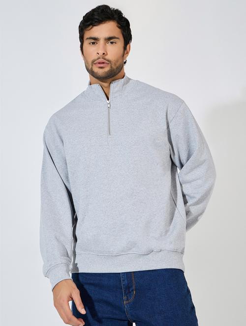 men solid long sleeve stand collar sweatshirt - 21544812 -  Standard Image - 0