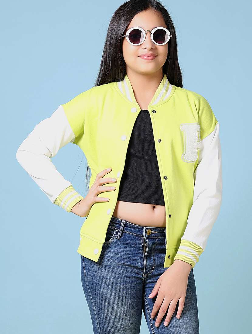 girls long sleeves color block varsity jacket - 21544982 -  Standard Image - 1