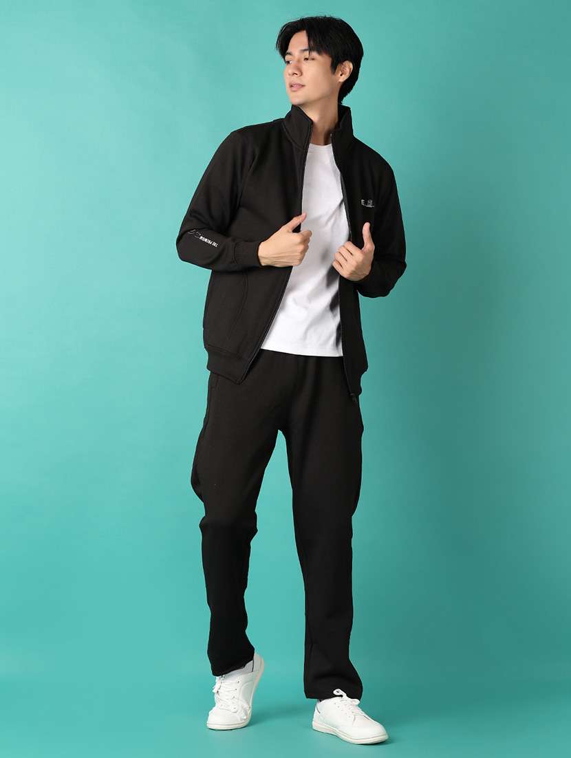 men black solid ankle length track suit - 21545017 -  Standard Image - 1